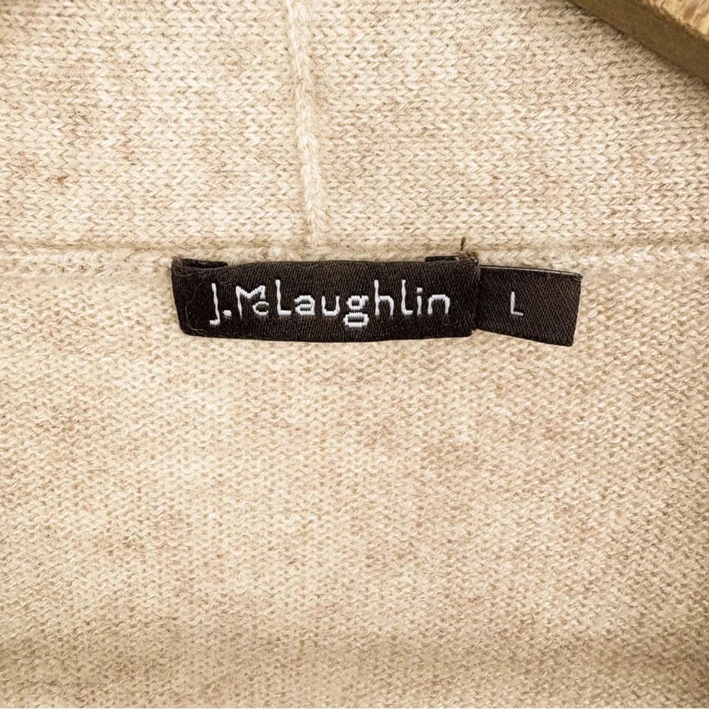 J. McLaughlin 100% Cashmere Open Front Cardigan Sweater Oatmeal Cream Large
